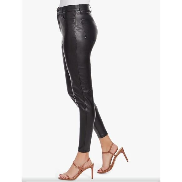 SAM EDELMAN sz 25 Black Faux Leather High Rise Skinny Ankle Pants Jeans Leggings - Picture 2 of 10